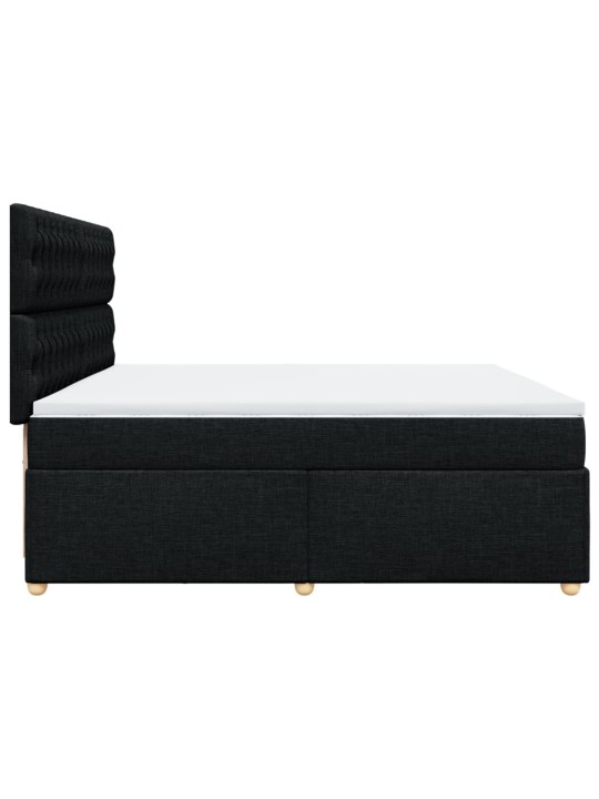 Box spring postel s matrací černá 200x200 cm textil