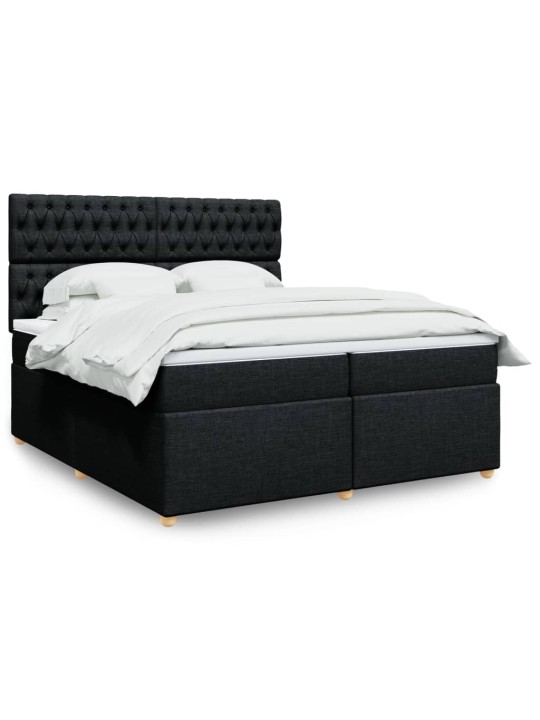 Box spring postel s matrací černá 200x200 cm textil