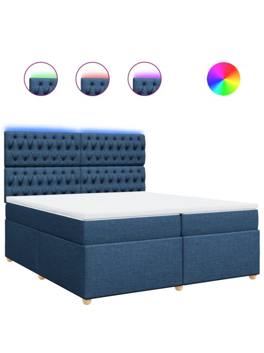 Box spring postel s matrací modrá 200x200 cm textil