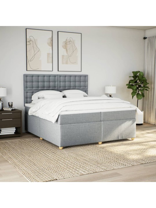 Box spring postel s matrací světle šedá 200 x 200 cm textil