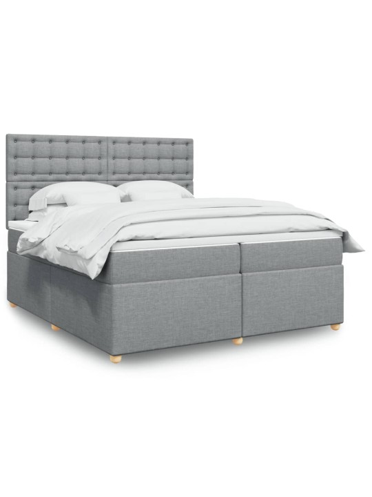 Box spring postel s matrací světle šedá 200 x 200 cm textil