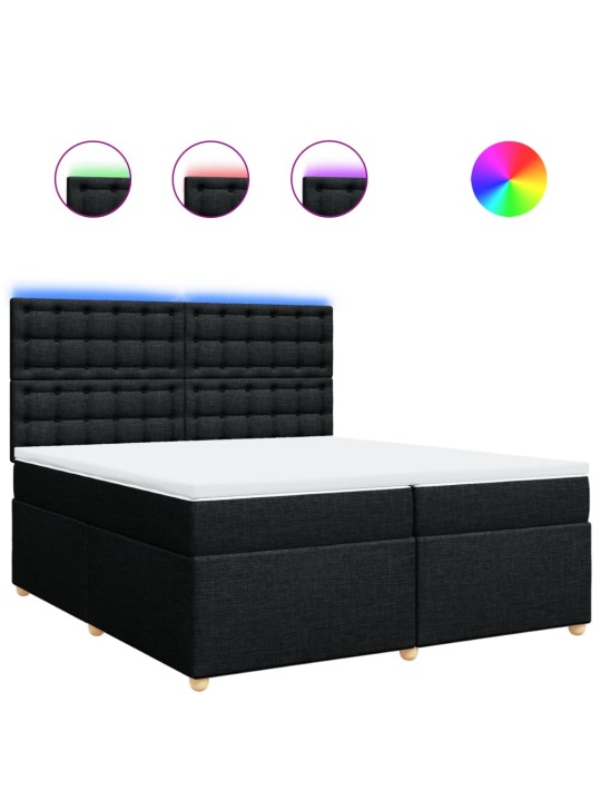Box spring postel s matrací černá 200x200 cm textil