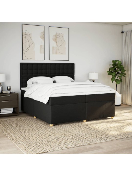 Box spring postel s matrací černá 200x200 cm textil