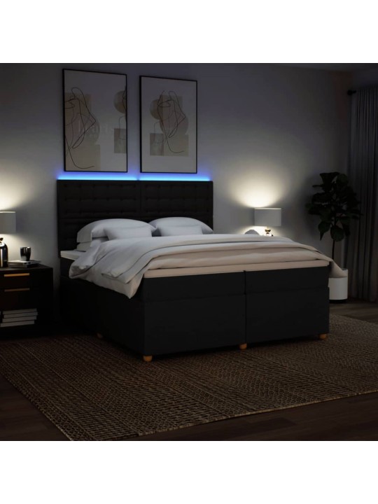 Box spring postel s matrací černá 200x200 cm textil