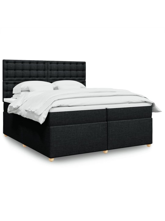 Box spring postel s matrací černá 200x200 cm textil