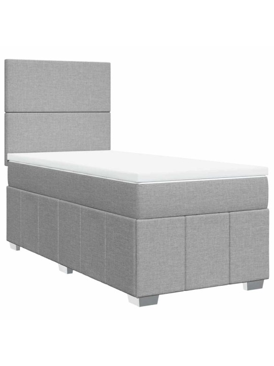 Box spring postel s matrací světle šedá 80 x 200 cm textil
