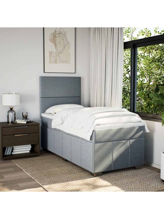 Box spring postel s matrací světle šedá 80 x 200 cm textil