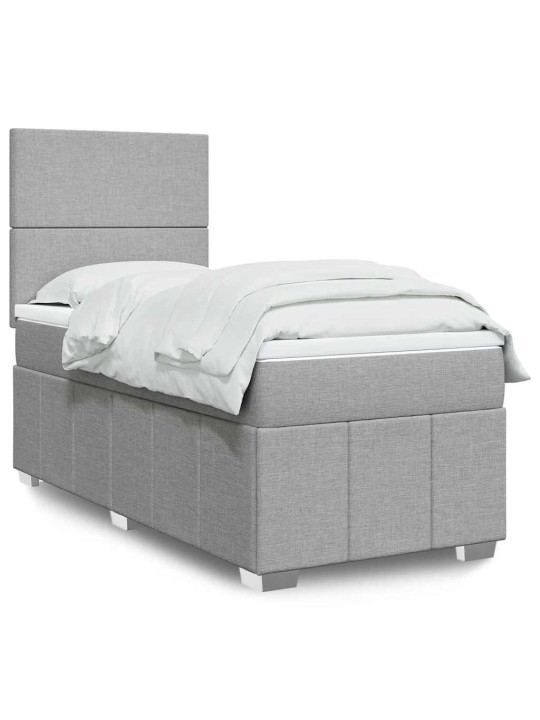 Box spring postel s matrací světle šedá 80 x 200 cm textil