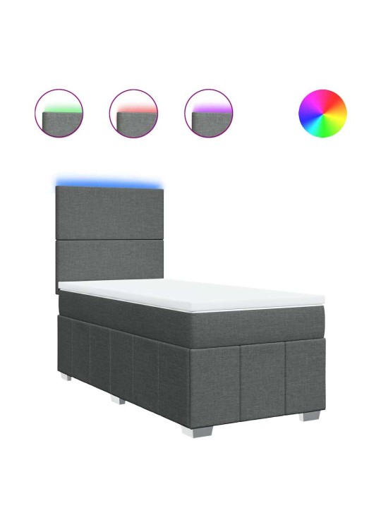 Box spring postel s matrací tmavě šedá 80 x 200 cm textil