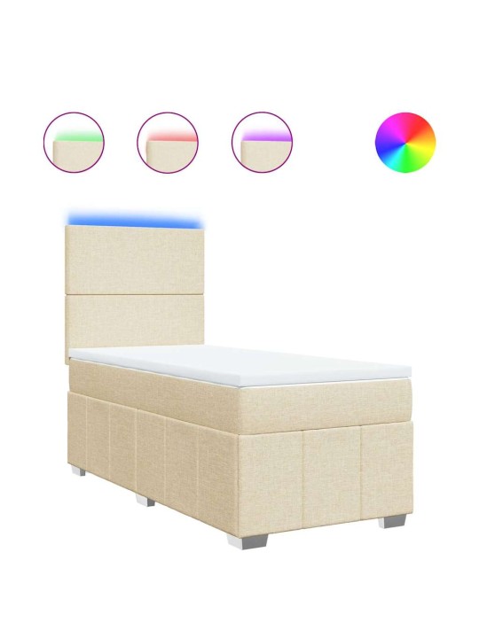 Box spring postel s matrací krémová 80 x 200 cm textil