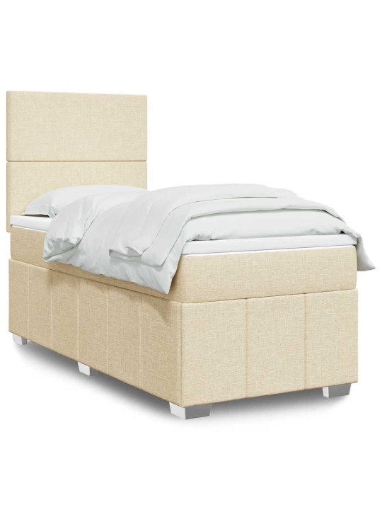 Box spring postel s matrací krémová 80 x 200 cm textil