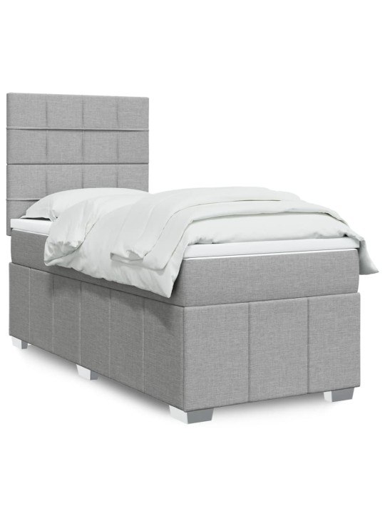 Box spring postel s matrací světle šedá 80 x 200 cm textil