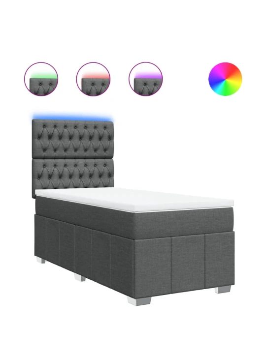 Box spring postel s matrací tmavě šedá 80 x 200 cm textil