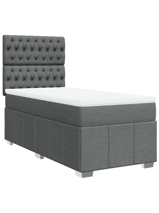 Box spring postel s matrací tmavě šedá 80 x 200 cm textil