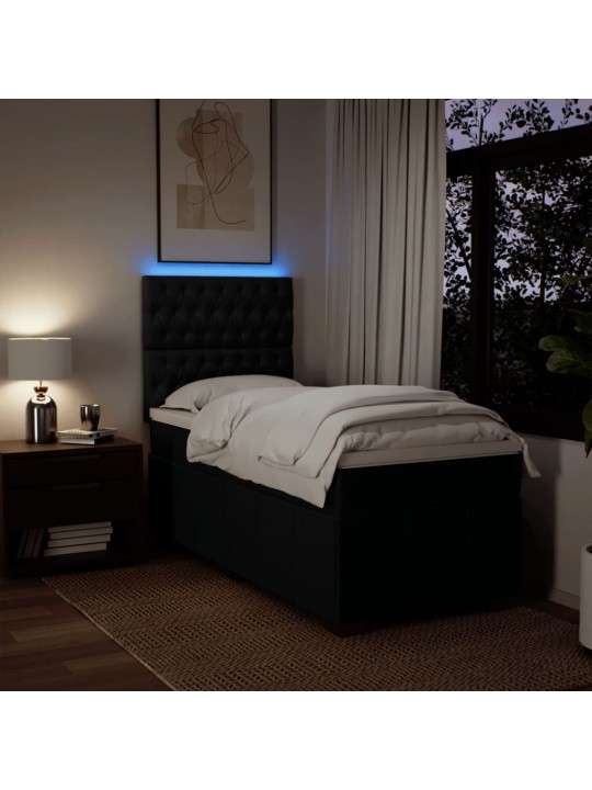 Box spring postel s matrací černá 80 x 200 cm textil