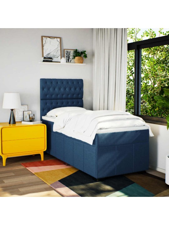 Box spring postel s matrací modrá 80x200 cm textil