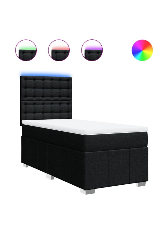 Box spring postel s matrací černá 80 x 200 cm textil