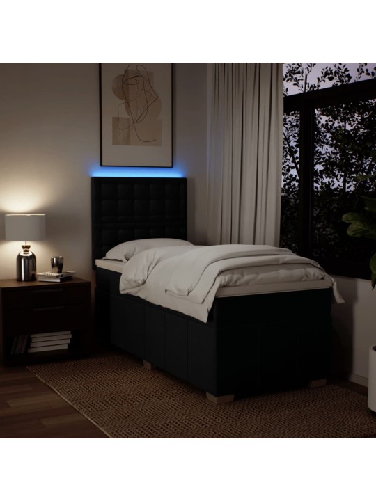 Box spring postel s matrací černá 80 x 200 cm textil