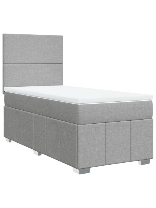 Box spring postel s matrací světle šedá 90x190 cm textil