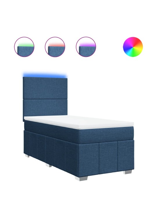 Box spring postel s matrací modrá 90x190 cm textil