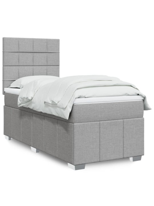Box spring postel s matrací světle šedá 90x190 cm textil