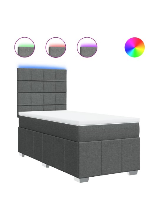 Box spring postel s matrací tmavě šedá 90x190 cm textil