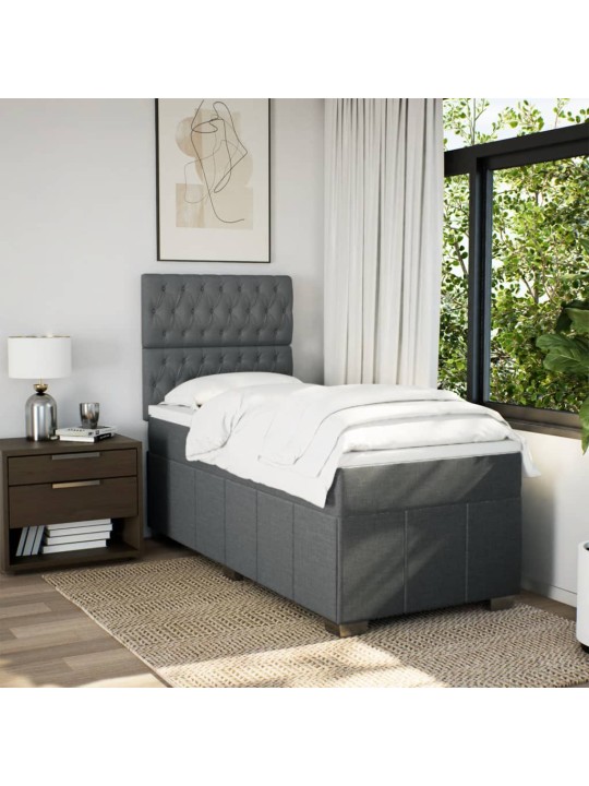 Box spring postel s matrací tmavě šedá 90x190 cm textil