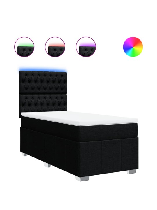 Box spring postel s matrací černá 90x190 cm textil