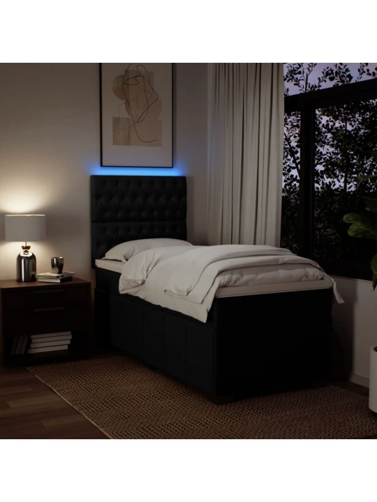 Box spring postel s matrací černá 90x190 cm textil