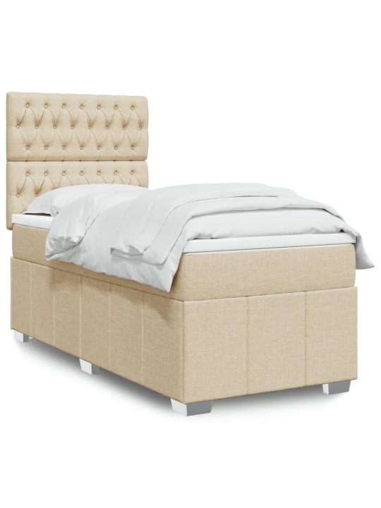 Box spring postel s matrací krémová 90x190 cm textil