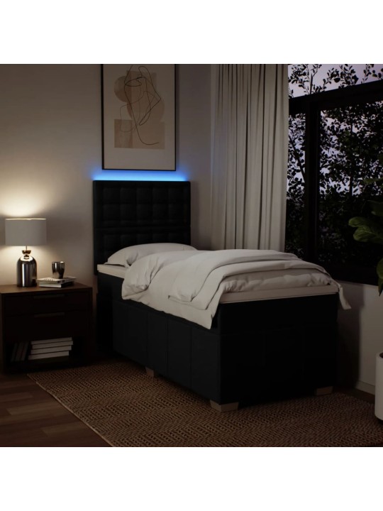 Box spring postel s matrací černá 90x190 cm textil