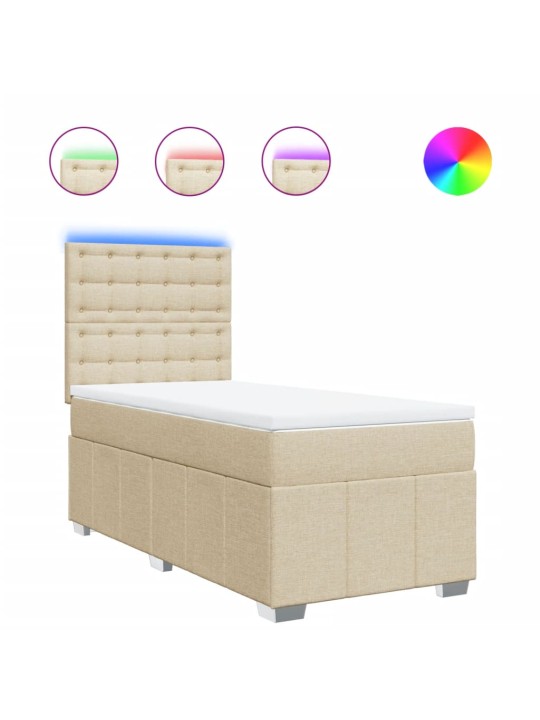 Box spring postel s matrací krémová 90x190 cm textil