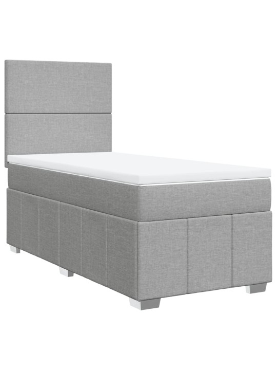 Box spring postel s matrací světle šedá 90x200 cm textil