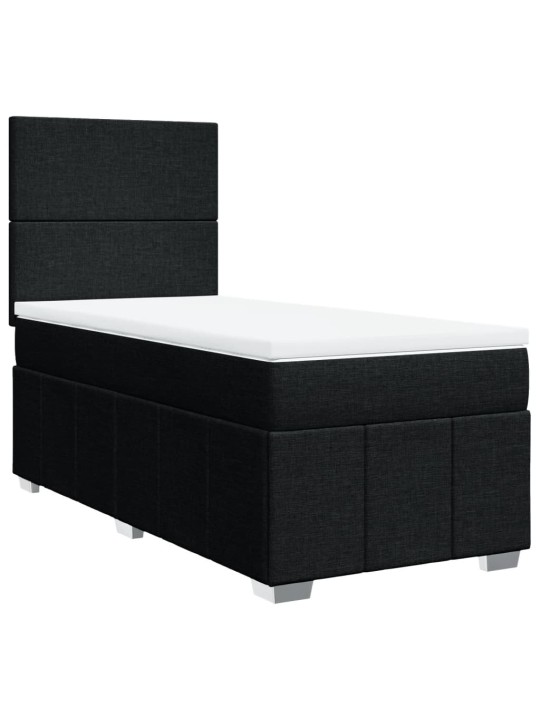 Box spring postel s matrací černá 90x200 cm textil