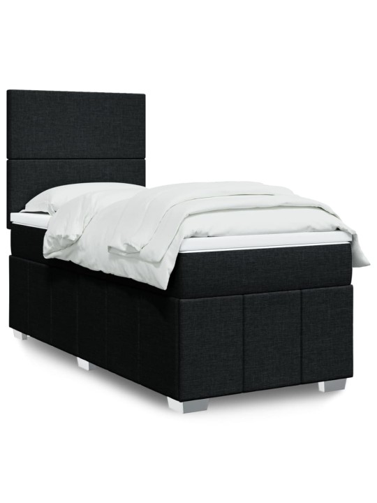 Box spring postel s matrací černá 90x200 cm textil