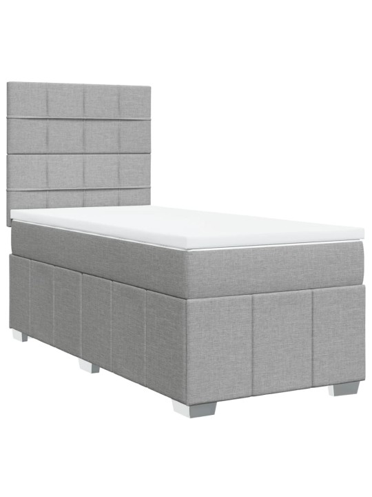 Box spring postel s matrací světle šedá 90x200 cm textil
