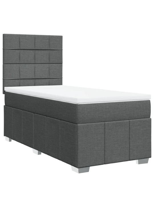 Box spring postel s matrací tmavě šedá 90x200 cm textil