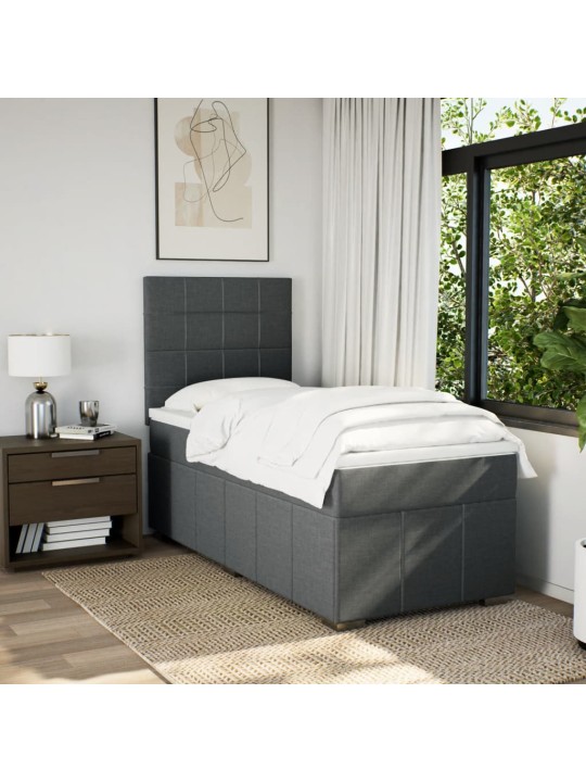 Box spring postel s matrací tmavě šedá 90x200 cm textil