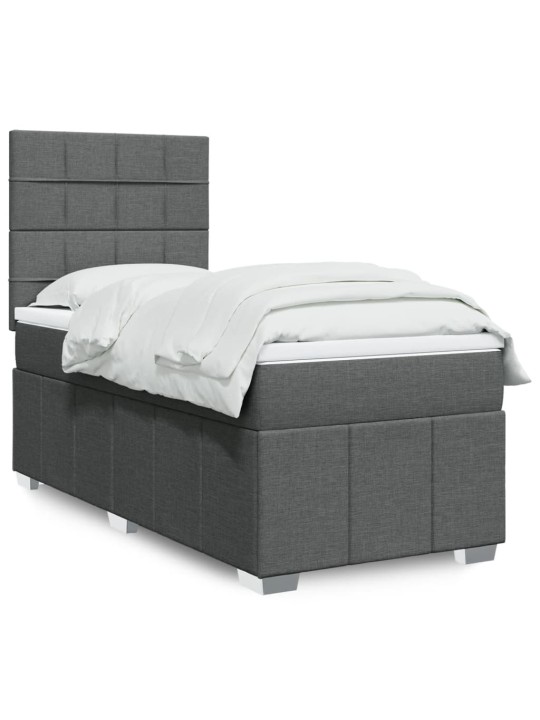 Box spring postel s matrací tmavě šedá 90x200 cm textil