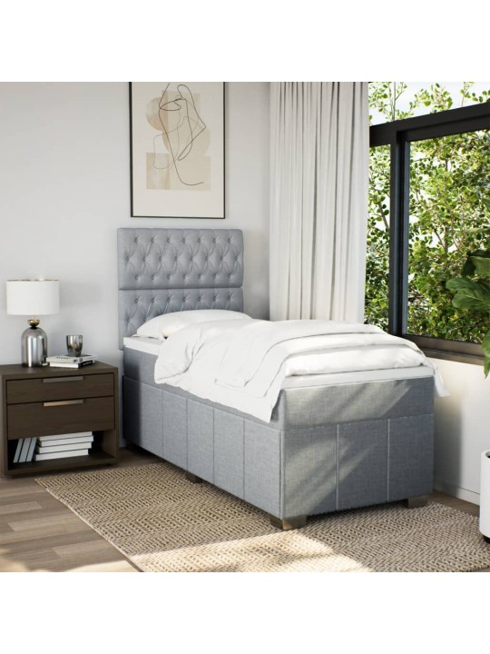 Box spring postel s matrací světle šedá 90x200 cm textil