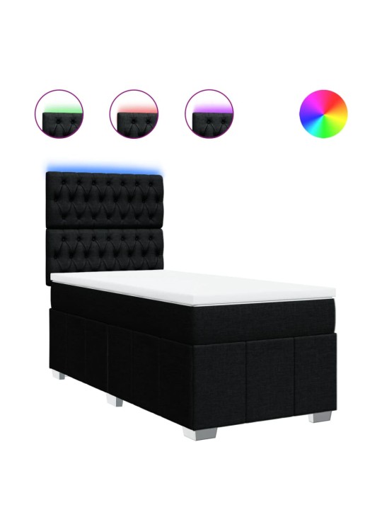 Box spring postel s matrací černá 90x200 cm textil