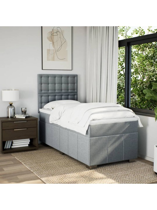 Box spring postel s matrací světle šedá 90x200 cm textil