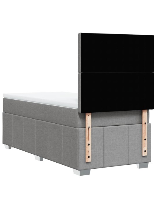 Box spring postel s matrací světle šedá 90x200 cm textil