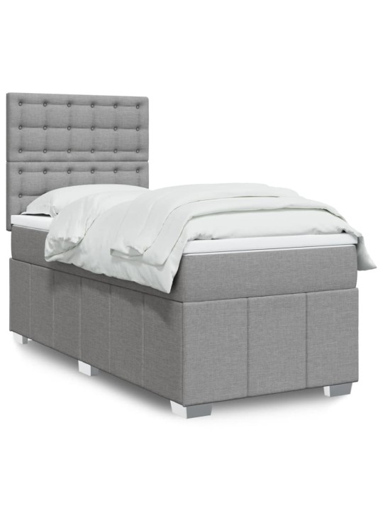 Box spring postel s matrací světle šedá 90x200 cm textil