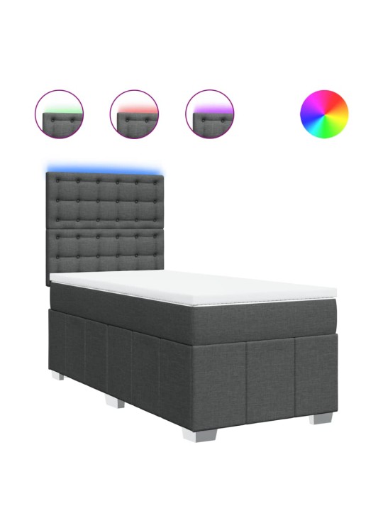 Box spring postel s matrací tmavě šedá 90x200 cm textil