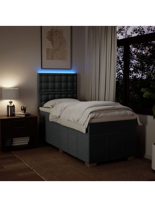 Box spring postel s matrací tmavě šedá 90x200 cm textil