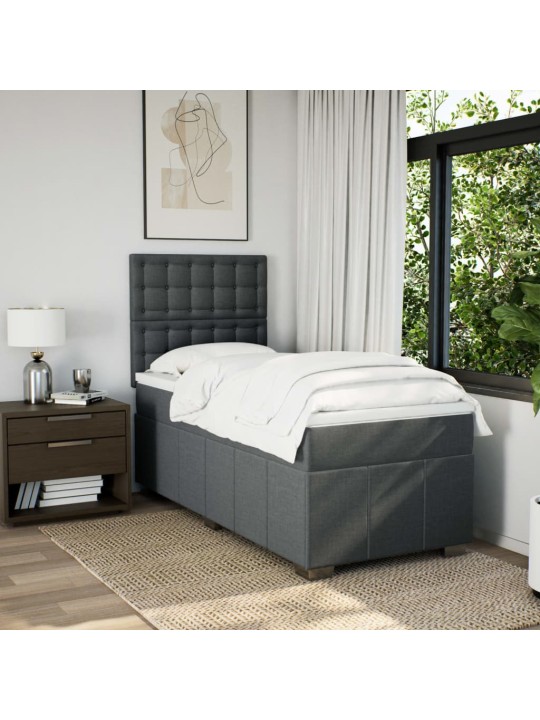 Box spring postel s matrací tmavě šedá 90x200 cm textil