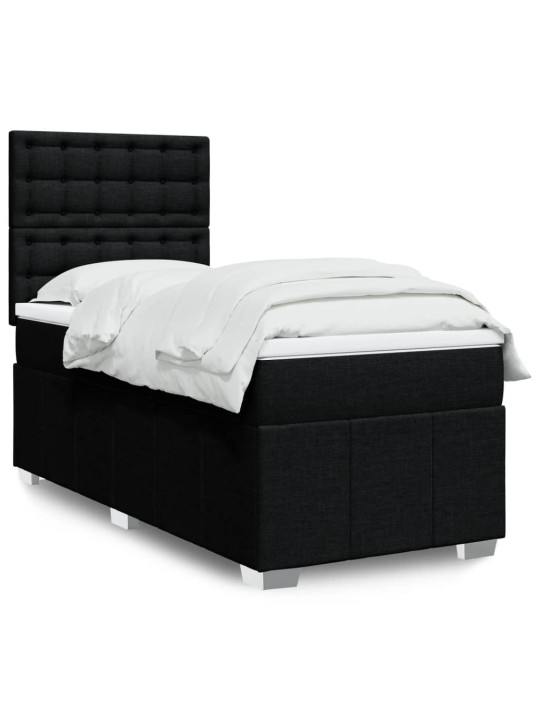 Box spring postel s matrací černá 90x200 cm textil