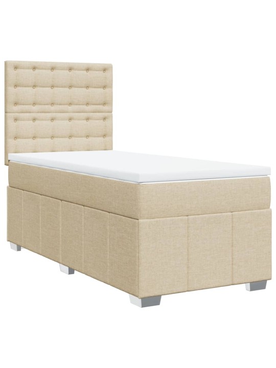 Box spring postel s matrací krémová 90x200 cm textil