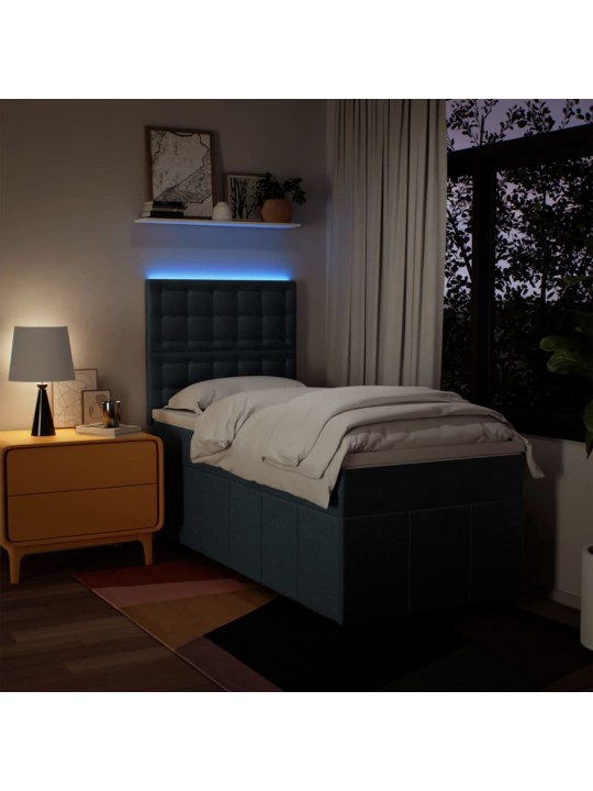 Box spring postel s matrací modrá 90x200 cm textil